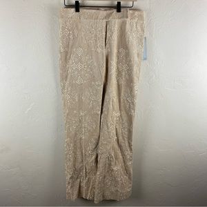 Antonio Melani Maxine Town Country Pants Tan Corduroy Embroidered Floral NWT